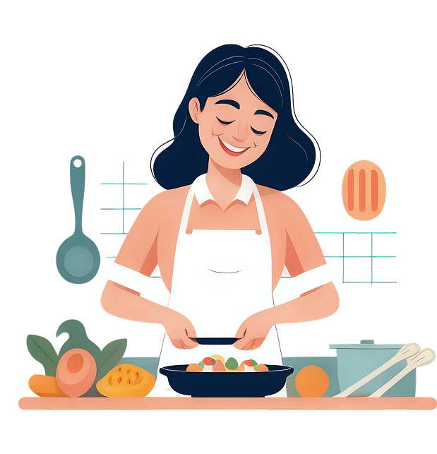 Woman cooking illustration
